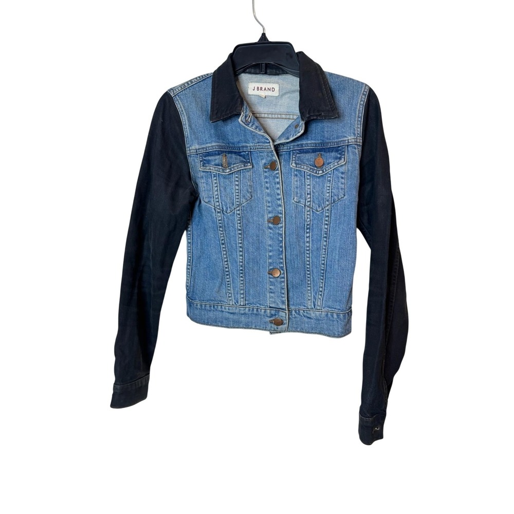 J Brand Jacket Womens‎ Small Blue Black Denim Contrast Coat Bowie Made USA